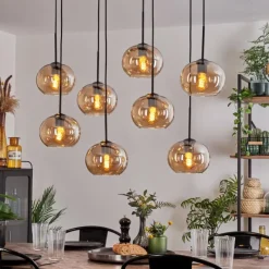 hofstein Suspension - Verre Apedo Ambre, 8 lumières