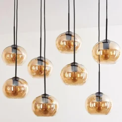 hofstein Suspension - Verre Apedo Ambre, 8 lumières