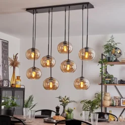 hofstein Suspension - Verre Apedo Ambre, 8 lumières