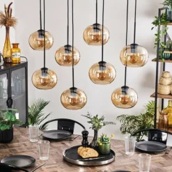 hofstein Suspension - Verre Apedo Ambre, 8 lumières