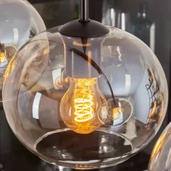 hofstein Suspension - Verre Apedo Ambre, Clair, 5 lumières