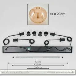 hofstein Suspension - Verre Apedo Ambre, 4 lumières