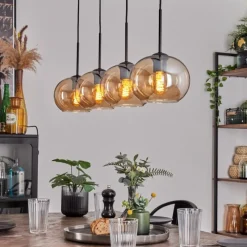 hofstein Suspension - Verre Apedo Ambre, 4 lumières