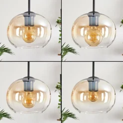 hofstein Suspension - Verre Apedo Ambre, Clair, 4 lumières