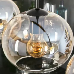 hofstein Suspension - Verre Apedo Ambre, Clair, 4 lumières