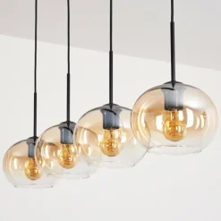 hofstein Suspension - Verre Apedo Ambre, Clair, 4 lumières
