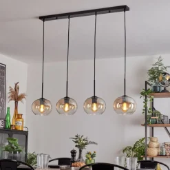 hofstein Suspension - Verre Apedo Ambre, Clair, 4 lumières