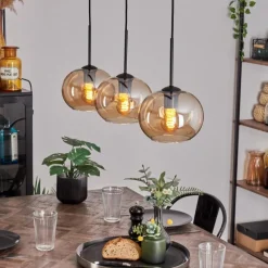 hofstein Suspension - Verre Apedo Ambre, 3 lumières