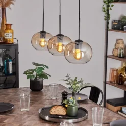 hofstein Suspension - Verre Apedo Ambre, Clair, 3 lumières