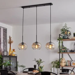 hofstein Suspension - Verre Apedo Ambre, Clair, 3 lumières