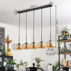 hofstein Suspension - Verre Apedo Ambre, 5 lumières