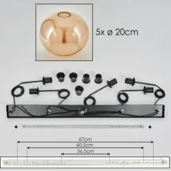 hofstein Suspension - Verre Apedo Ambre, 5 lumières