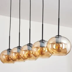 hofstein Suspension - Verre Apedo Ambre, 5 lumières