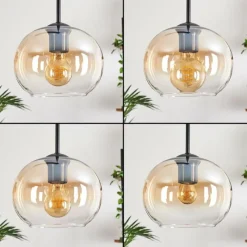 hofstein Suspension - Verre Apedo Ambre, Clair, 3 lumières