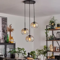 hofstein Suspension - Verre Apedo Ambre, Clair, 3 lumières