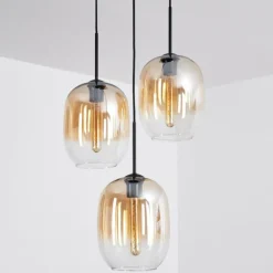 hofstein Suspension - Verre Apedo Ambre, Clair, 3 lumières