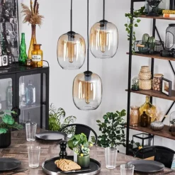 hofstein Suspension - Verre Apedo Ambre, Clair, 3 lumières