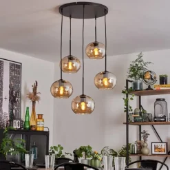 hofstein Suspension - Verre Apedo Ambre, 5 lumières