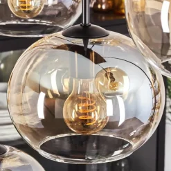 hofstein Suspension - Verre Apedo Ambre, Clair, 6 lumières