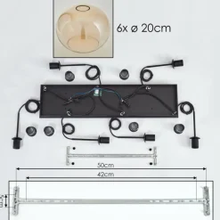 hofstein Suspension - Verre Apedo Ambre, Clair, 6 lumières
