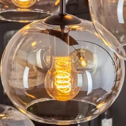 hofstein Suspension - Verre Apedo Ambre, Clair, 6 lumières