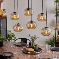 hofstein Suspension - Verre Apedo Ambre, 6 lumières