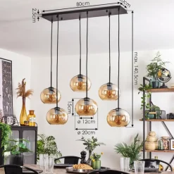 hofstein Suspension - Verre Apedo Ambre, 6 lumières