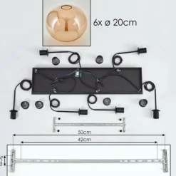 hofstein Suspension - Verre Apedo Ambre, 6 lumières