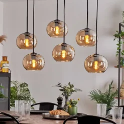 hofstein Suspension - Verre Apedo Ambre, 6 lumières