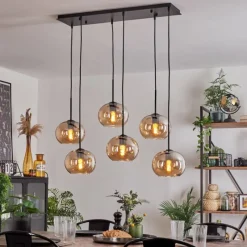 hofstein Suspension - Verre Apedo Ambre, 6 lumières