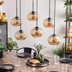 hofstein Suspension - Verre Apedo Ambre, 6 lumières