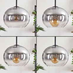 hofstein Suspension - Verre Apedo Clair, Fumé, 3 lumières