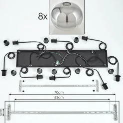 hofstein Suspension - Verre Apedo Clair, Fumé, 8 lumières
