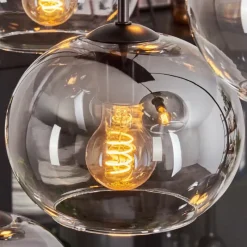 hofstein Suspension - Verre Apedo Clair, Fumé, 8 lumières