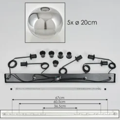 Suspension Verre Fumé-hofstein Suspension - Verre Apedo Clair, Fumé, 5 lumières