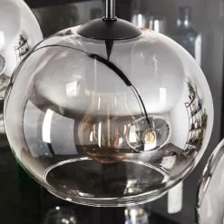 hofstein Suspension - Verre Apedo Clair, Fumé, 4 lumières