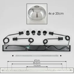 hofstein Suspension - Verre Apedo Clair, Fumé, 4 lumières