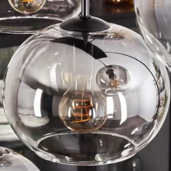 hofstein Suspension - Verre Apedo Clair, Fumé, 6 lumières