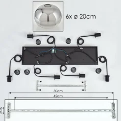 hofstein Suspension - Verre Apedo Clair, Fumé, 6 lumières