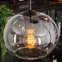 hofstein Suspension - Verre Apedo Clair, Fumé, 3 lumières