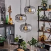 hofstein Suspension - Verre Apedo Clair, Fumé, 3 lumières