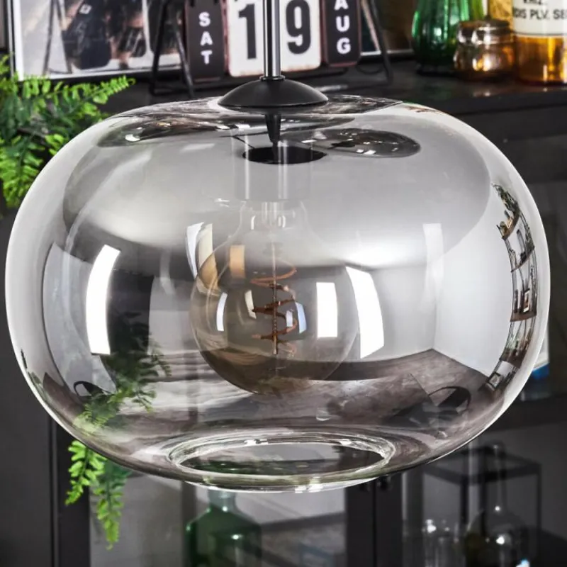 hofstein Suspension - Verre Apedo Clair, Fumé, 3 lumières