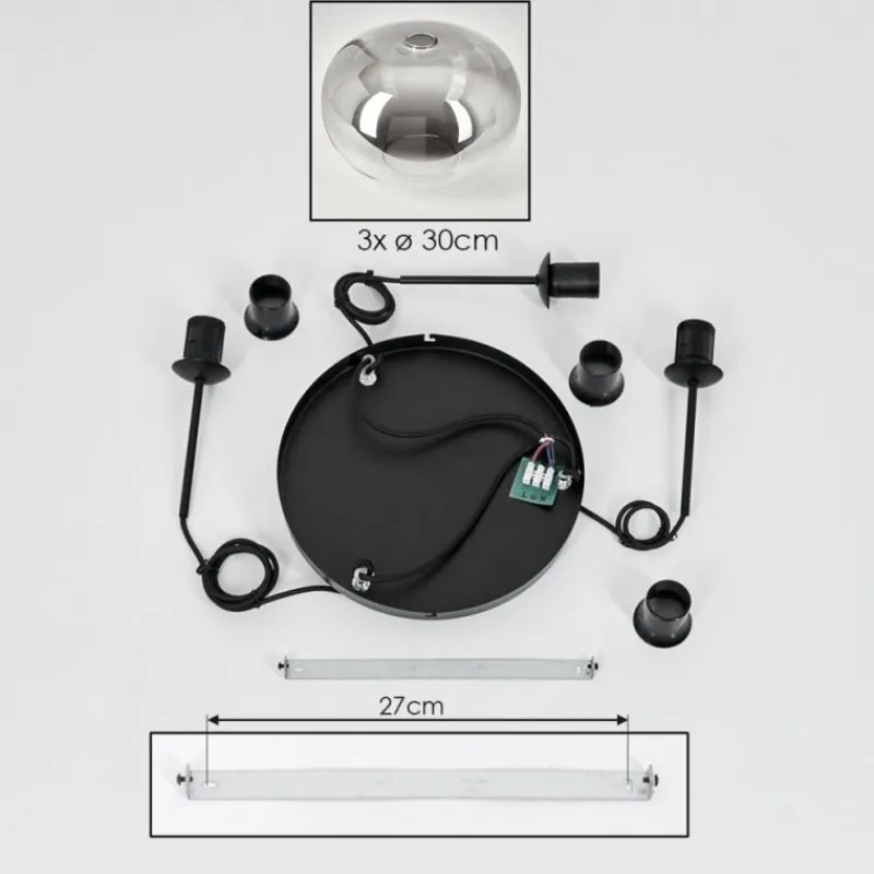 hofstein Suspension - Verre Apedo Clair, Fumé, 3 lumières
