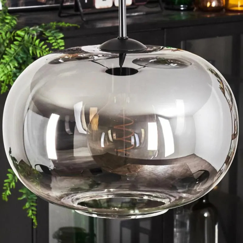 hofstein Suspension - Verre Apedo Clair, Fumé, 3 lumières