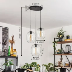 hofstein Suspension - Verre Apedo Clair, 3 lumières