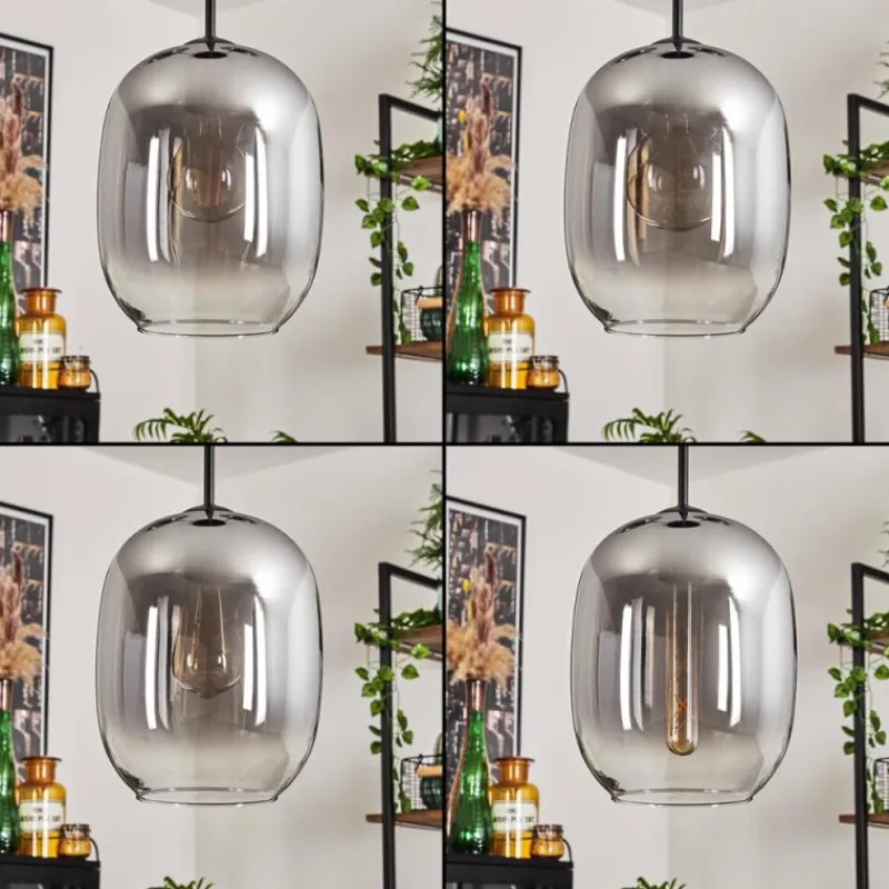 hofstein Suspension - Verre Apedo Clair, Fumé, 3 lumières