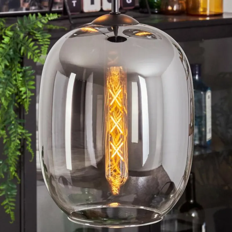 hofstein Suspension - Verre Apedo Clair, Fumé, 3 lumières