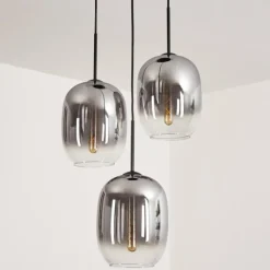 hofstein Suspension - Verre Apedo Clair, Fumé, 3 lumières