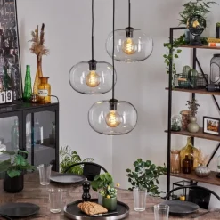 hofstein Suspension - Verre Apedo Clair, 3 lumières