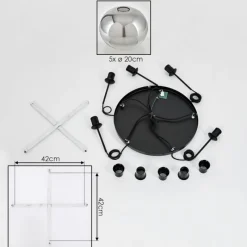 hofstein Suspension - Verre Apedo Clair, Fumé, 5 lumières